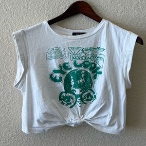 Womens White Crop Top Shirt